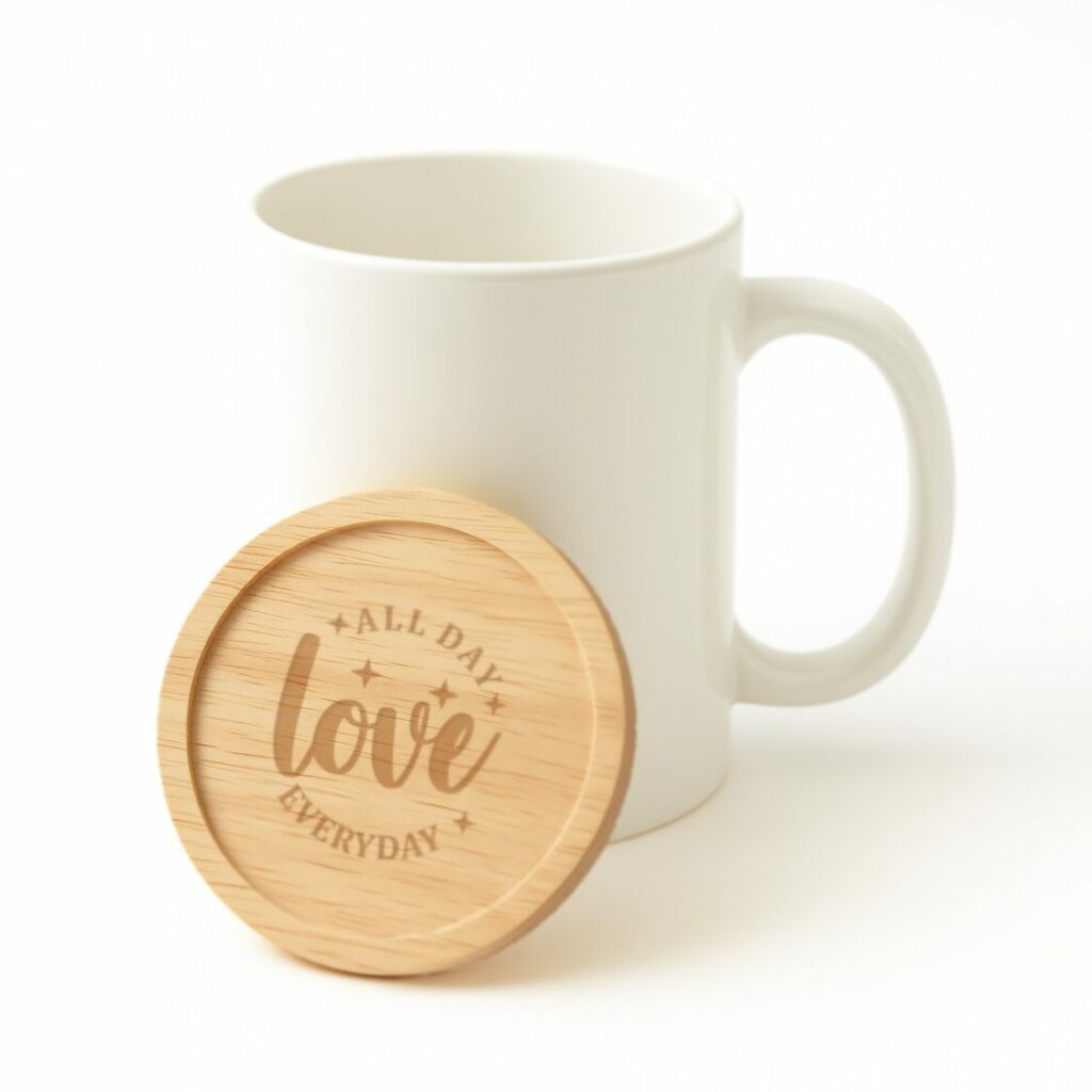 平口原木杯蓋雷雕,雷射雕刻客製成品